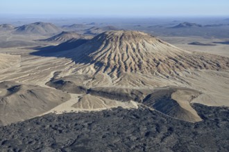 Harrat Khaybar volcanic landscape, aerial view, near Khaybar, Medina Province, Saudi Arabia,