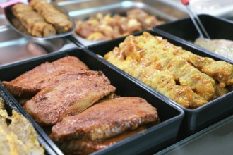 Variety of fine meat products in the butchery (Variety of fine meat products in the butchery)