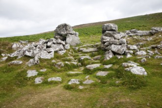 Entrance to the late Bronze age enclosed settlement site of Grimspound, Dartmoor national park,