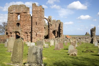 Ruins of Lindisfarne Priory, Holy Island, Northumberland, England, UK