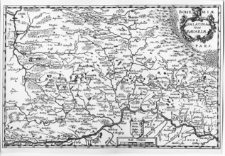 Map of Upper Bavaria and Lower Bavaria, copperplate engraving by Matthäus Merian, around 1650