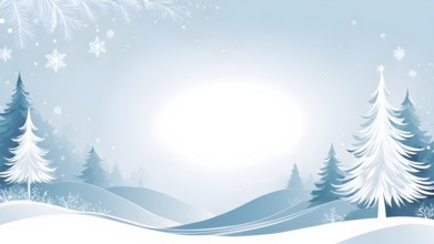 Abstract illustration of a white Christmas card with delicate hand-drawn illustrations, empty space