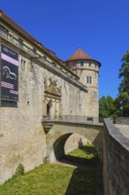 Portal, gate, round arch, bridge, stone figures, coat of arms, relief, decoration, Hohentübingen