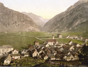 General view, Andermatt, Switzerland, Historic, digitally restored reproduction from a 19th century