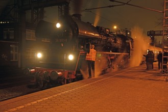 Europe, Germany, Hamburg, steam locomotive 35 1097-1, built in 1959 for the GDR Reichsbahn, night