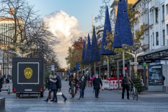 The city centre of Duisburg, shopping street Königstraße, on the day of the opening of the