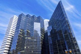 Canada, Montreal panoramic skyline in downtown financial, business and technology city center.,