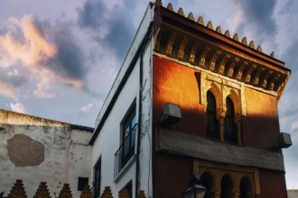 Cordoba streets at sunset in historic city center near Mezquita Cathedral