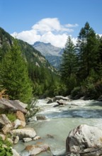 Laggina River in the Laggintal, Simplon region, Valais, Switzerland, Europe