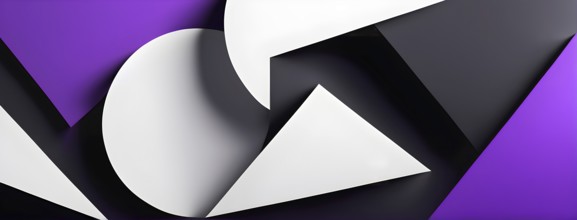 Minimalist illustration featuring abstract shapes in purple color accent symbolizing fun and ease,