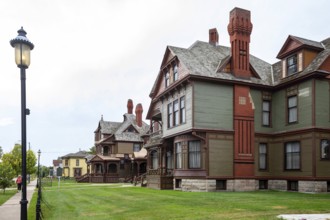 Muskegon, Michigan, The Thomas Hume house (right) and the Charles Hackley house at the Hackley and