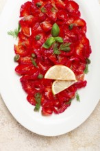 Salmon gravlax with beetroot, Scandinavian snack, beet gravlax, lightly salted fish, homemade, no