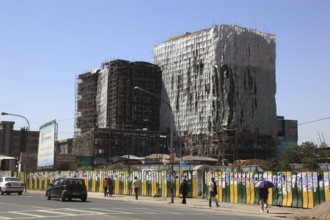 Addis Ababa, in the city centre, construction of high-rise buildings, Ethiopia, Africa