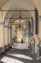 Entrance arcades in the Palazzo di Andrea Doria, Piazza dei Principe, Genoa. Italy