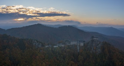 Aggstein castle ruins at sunrise, Schönbühel-Aggstein, Wachau, Lower Austria, Austria, Europe