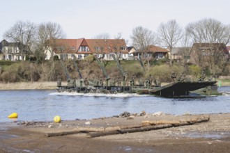 Amphibious vehicles of the type Amphibie M3 of the Bundeswehr taken during the military exercise