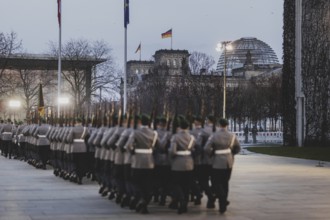 Soldiers from the Bundeswehr Guard Battalion, photographed during a reception with military honours