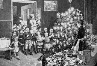 Christmas gift for the cholera orphans of the 1892 epidemic in Hamburg, Germany, in 1892,