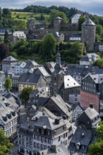 The town of Monschau, in the Eifel, on the river Rur, North Rhine-Westphalia, Germany, Europe