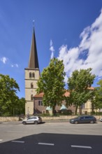 Church of St Viktor with Lüdinghauser Strasse in Dülmen, Münsterland, Coesfeld district, North