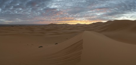 Sunrise in the desert, dunes, Erg Chebbi, Sahara, Merzouga, Morocco, Africa