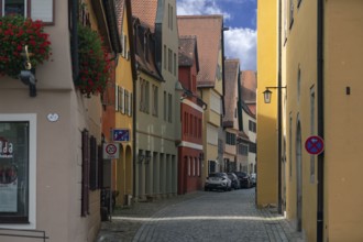 Old town alleyway with historic houses, Dinkelsbühl, Bavaria, Germany, Europe