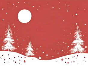 Abstract illustration of a white Christmas card with delicate hand-drawn illustrations, empty space