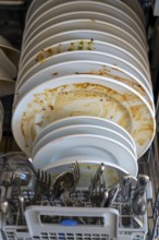 Dishwasher, full of dirty crockery