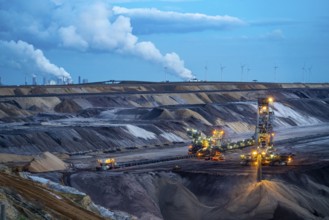 Garzweiler II open-cast lignite mine, excavator filling up the pit on the eastern edge of the