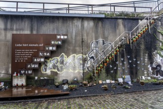 Memorial to the victims of the Love Parade disaster on 24 June 2010, in which 21 people died and