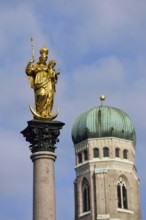 Europe, Germany, Bavaria, state capital Munich, City, Marienplatz, statue of the Virgin Mary,