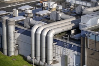 Ventilation system on a commercial building, exhaust air, draught, air conditioning technology