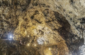 The Hohle Stein cave in the Swabian Alb. Ice age cave in the Achtal valley, site of important