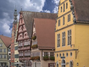 Historic residential and commercial buildings, Segringer Str., Dinkelsbühl, Bavaria, Germany,