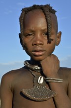 Himba girl, portrait, Omohanja, Kaokoland, Kunene, Namibia, Africa