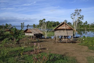 Cottage in village Botokom, Botoa Island, Lake Murray, Western Province, Papua New Guinea, Oceania