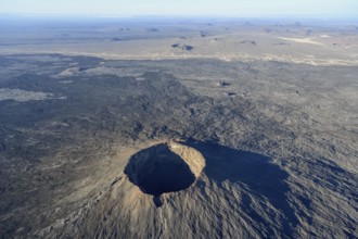 Harrat Khaybar volcanic landscape, aerial view, near Khaybar, Medina Province, Saudi Arabia,