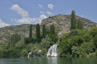 Roški slap waterfall, Krka National Park, Šibenik-Knin County, Dalmatia, Croatia, Europe