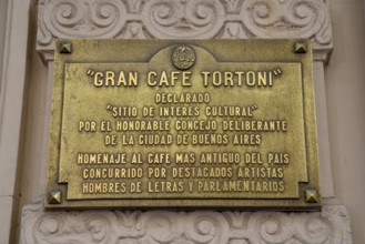 Sign at Café Tortoni, coffee house on the Avenida de Mayo, Buenos Aires, Argentina, South America