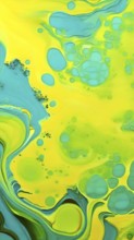 Abstract wallpaper with colorful blobs and liquid shapes on a green background, AI generated