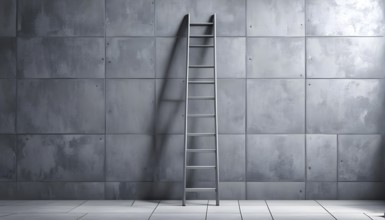 Three dimensional render of ladder leaning against a wall, AI generated