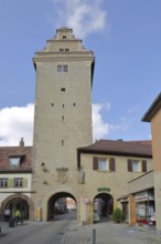 Historic Upper Gate, Town Gate, Town Tower, Volkach, Lower Franconia, Franconia, Bavaria, Germany,