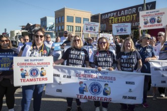 Detroit, Michigan USA, 2 September 2024, Union members participate in Detroit's Labor Day parade.