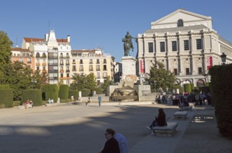 Opera House theatre, Plaza de Oriente equestrian statue King Felipe IV designed by Velazquez,