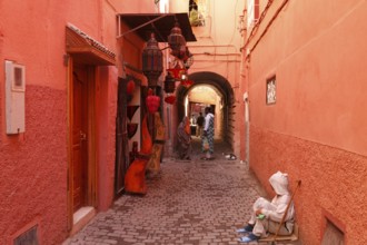 Alley in the medina, Marrakech, Morocco, Africa