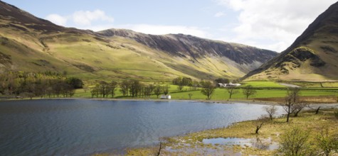 Landscape view of Lake Buttermere, Gatesgarth, Lake District national park, Cumbria, England, UK