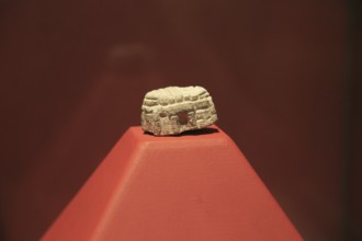 Carved design model plan of megalithic temple, National Museum of Archaeology, Valletta, Malta,