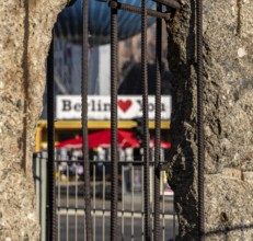 Border wall, view through a former wall segment, Berlin, Germany, Europe