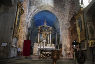 View of the altar of the Cathedral de Notre-Dame-du-Puy in the historic centre of Grasse,