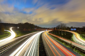 The Kaiserberg motorway junction, A40 motorway, Ruhr expressway, crosses the A3, bridge landscape,